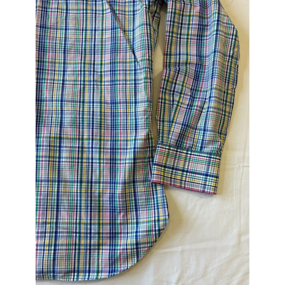 Polo Ralph Lauren Multicolor Plaid Button Down Shirt Mens 17 34/35 Long Sleeve